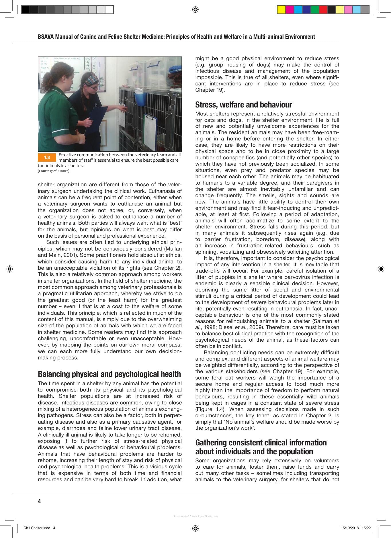 Bsava Manual of Canine and Feline Shelter Medicine Principles of Health and Welfare in a Multi Animal Environment