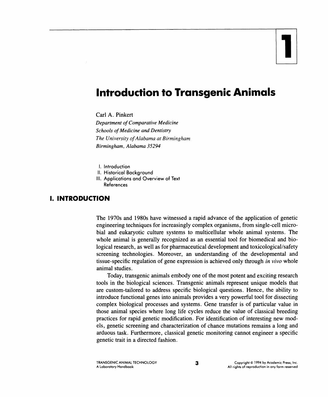 Transgenic Animal Technology a Laboratory Handbook