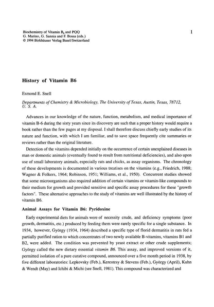 Biochemistry of Vitamins B6 and Pqq