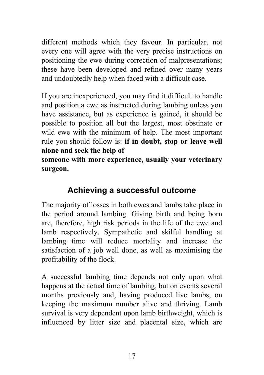 Manual Of Lambing Techniques