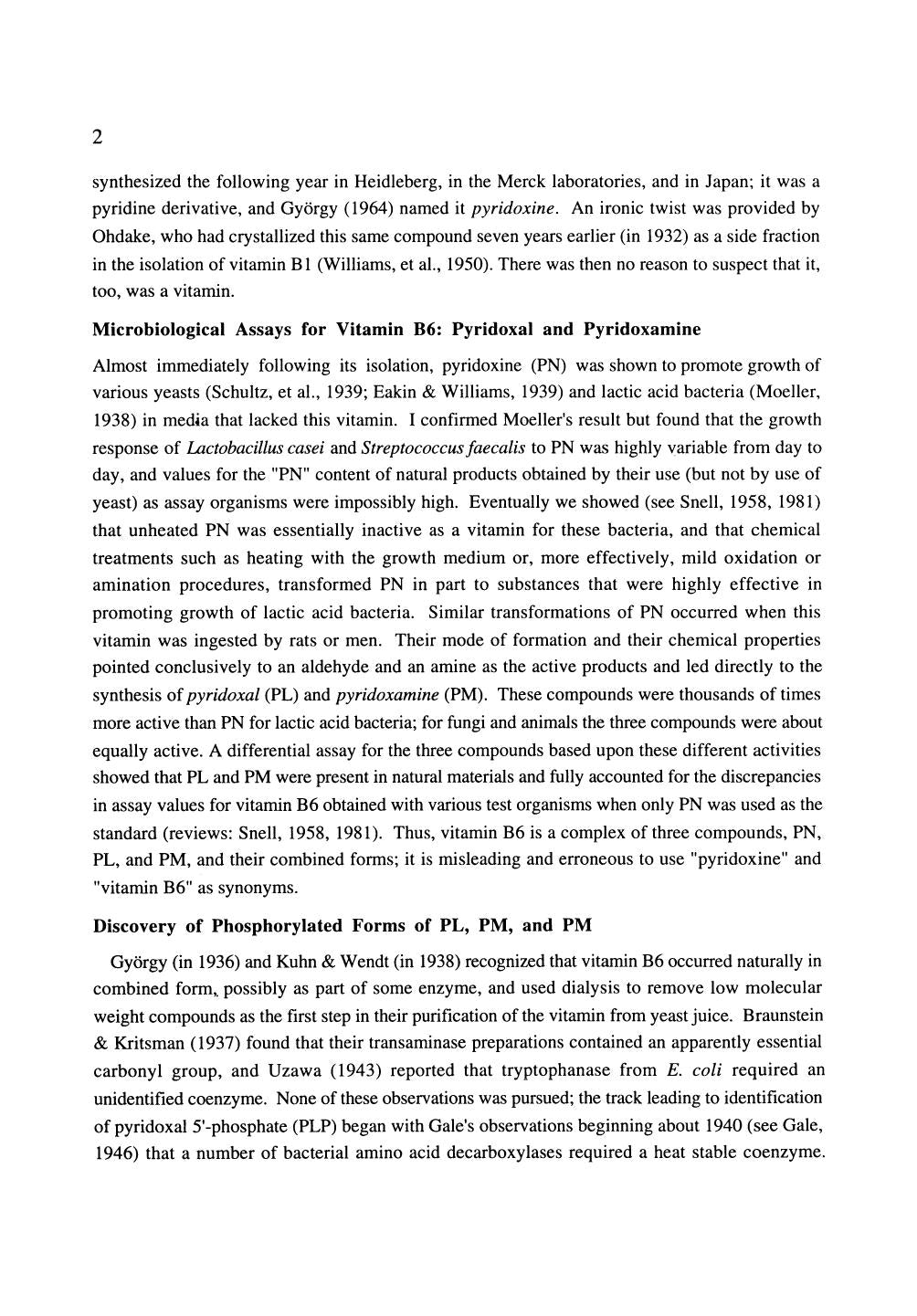 Biochemistry of Vitamins B6 and Pqq