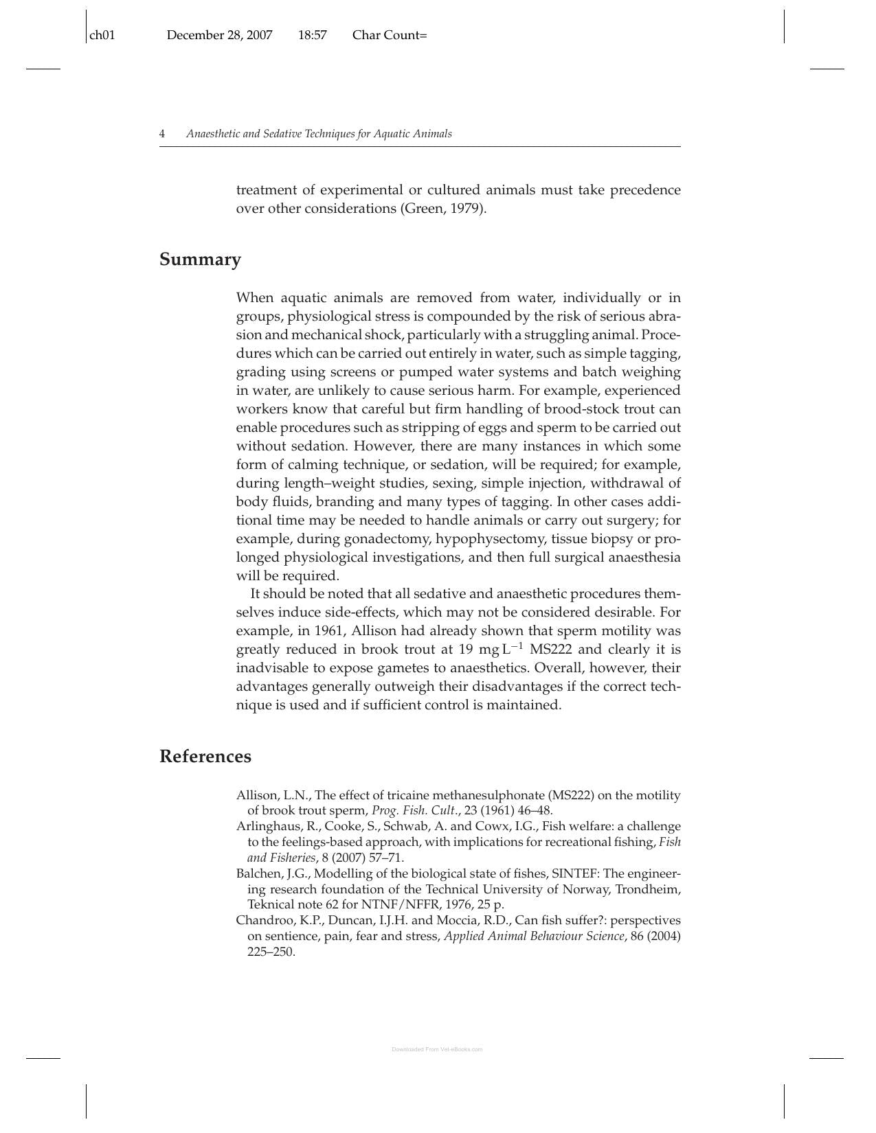 Anaesthetic And Sedative Techniques For Aquatic Animals 3Rd Edition