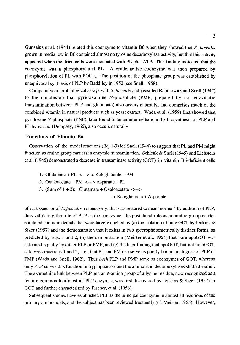 Biochemistry of Vitamins B6 and Pqq