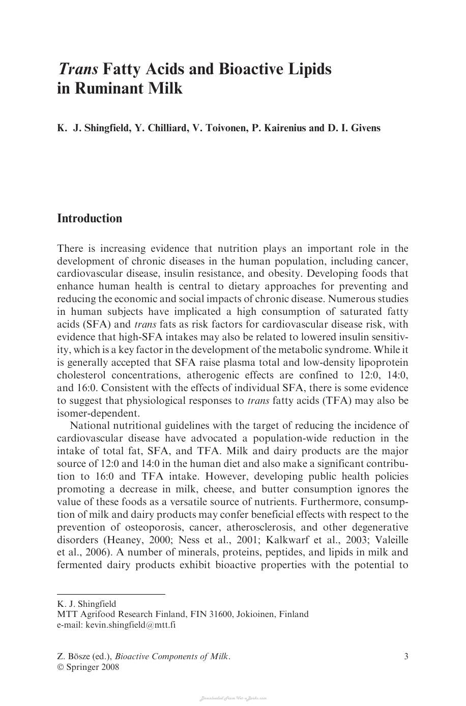 Bioactive Components Of Milk Advances In Experimental Medicine And Biology Volume 606