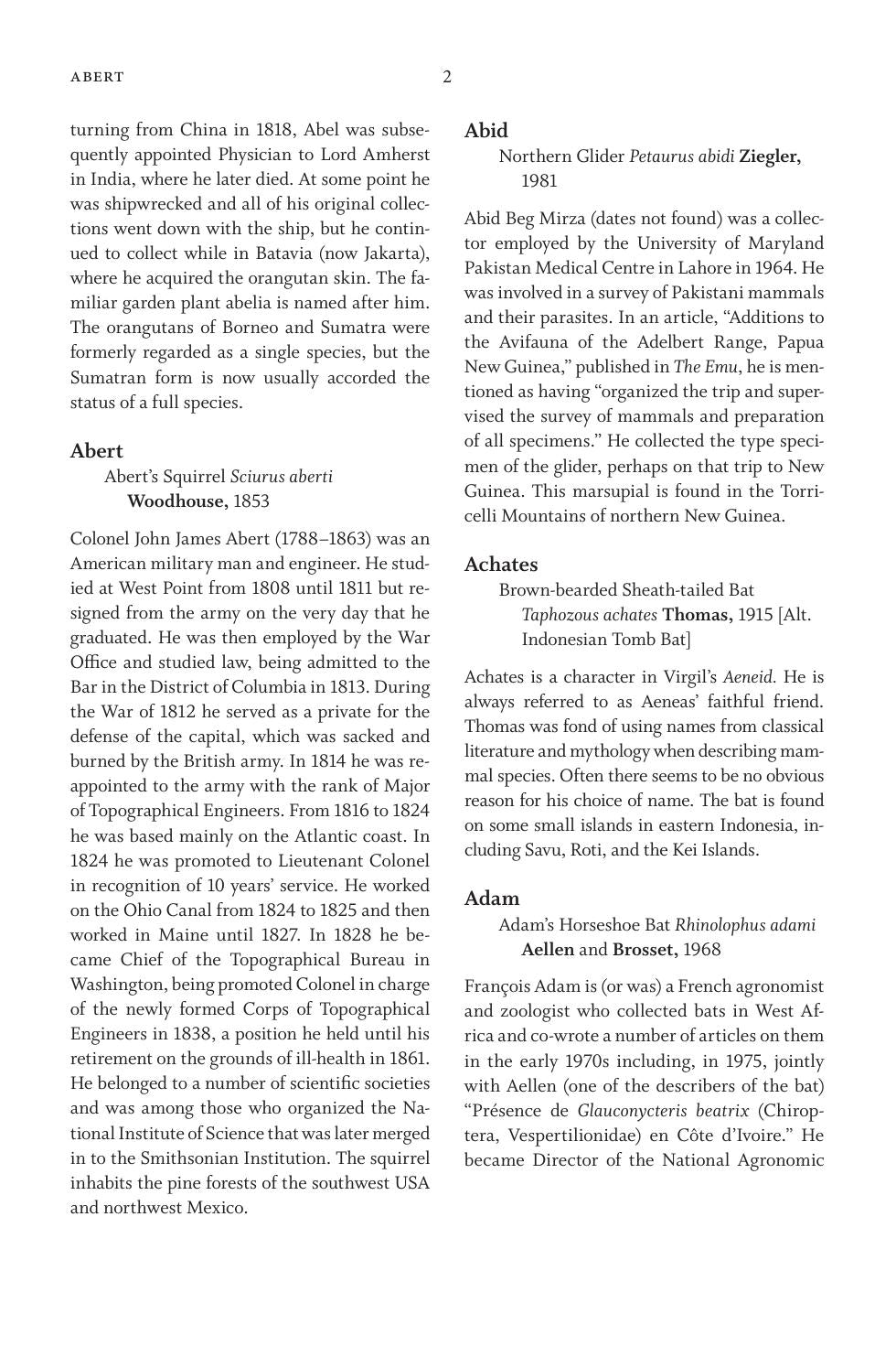 The Eponym Dictionary Of Mammals