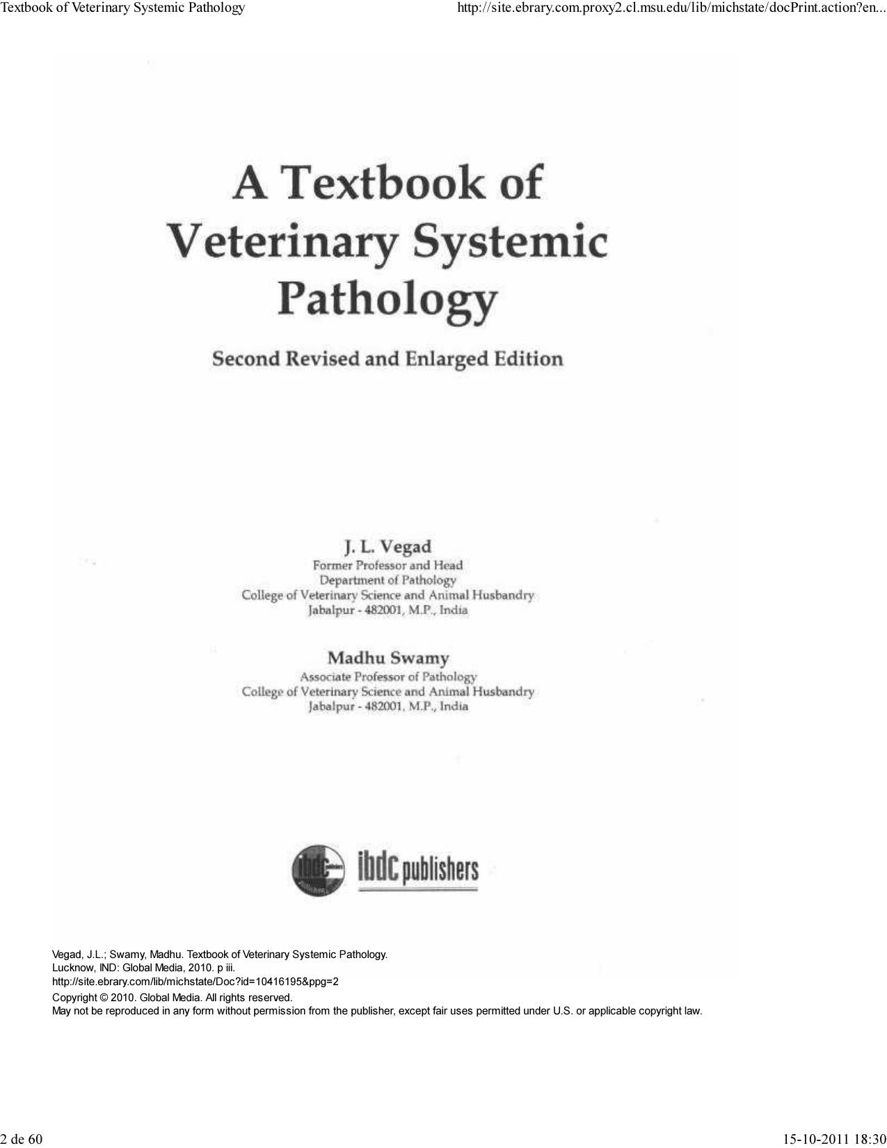 A Textbook of Veterinary Systemic Pathology