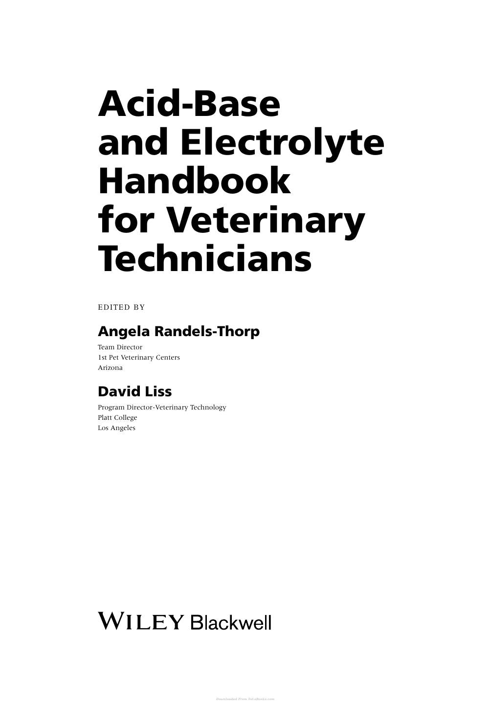 Acid Base Electrolyte Handbook Veterinary Technicians