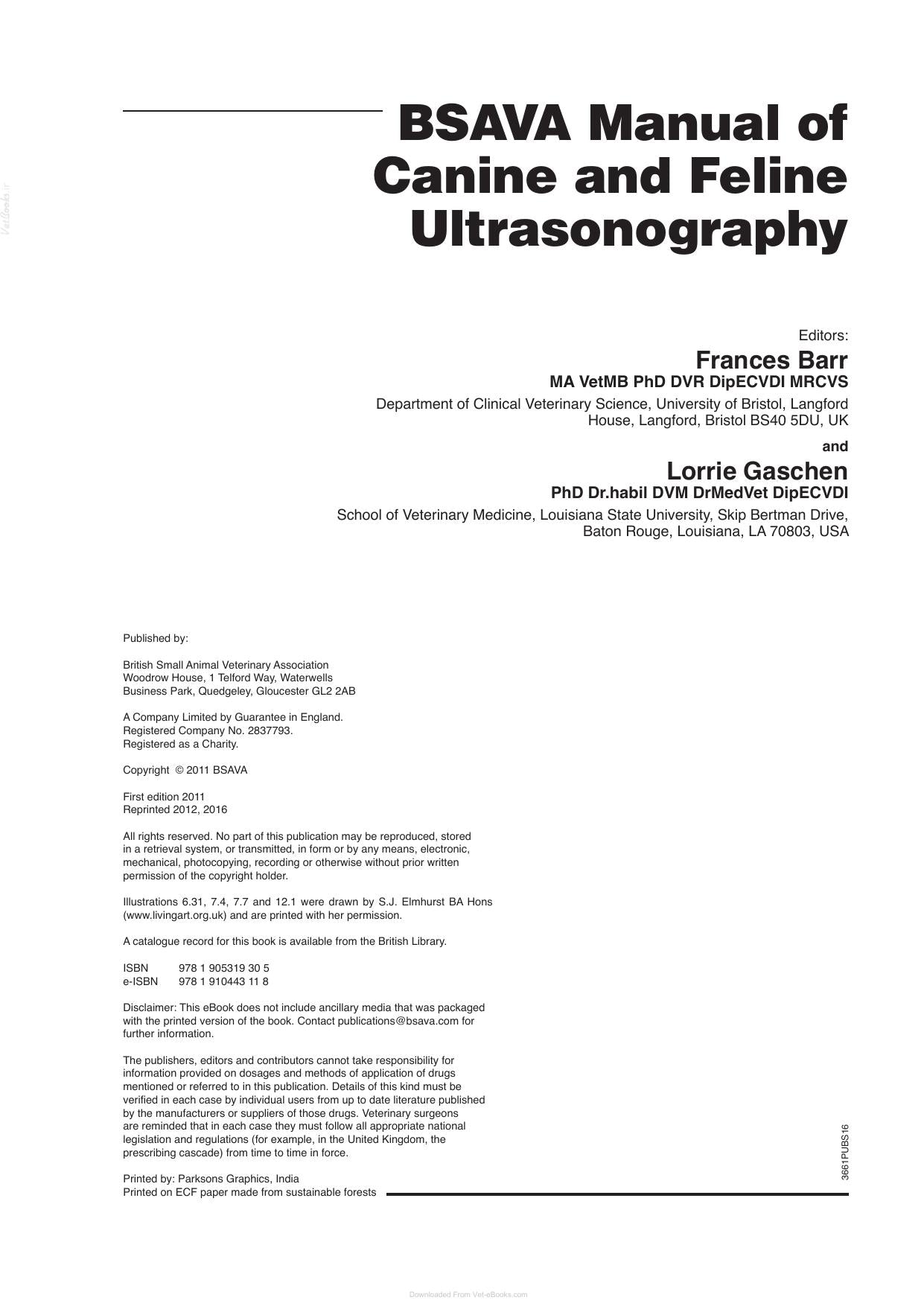 Bsava Manual of Canine and Feline Ultrasonography