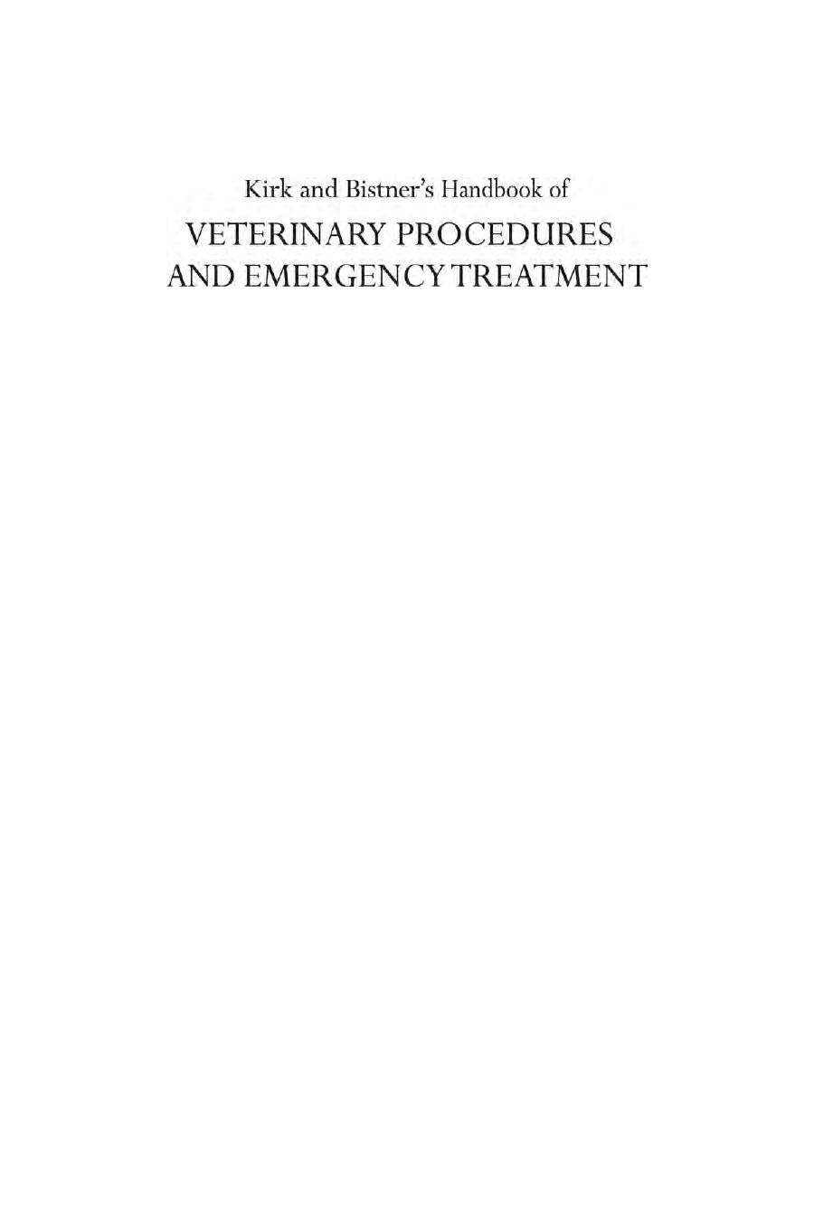 Kirk Bistners Handbook of Veterinary Procedures and Emergency Treatment 9th Edition