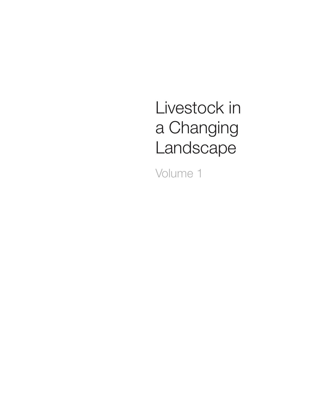 Livestock In A Changing Landscape Volume 1