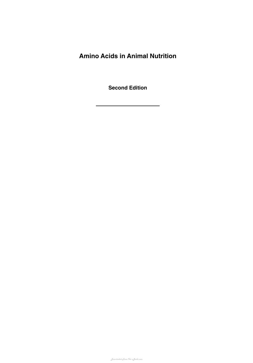 Amino Acids In Animal Nutrition 2Nd Edition