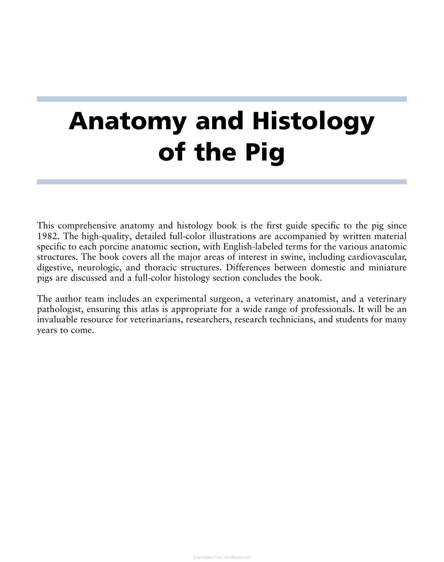 Anatomy And Histology Of The Pig A Concise Full Color Atlas