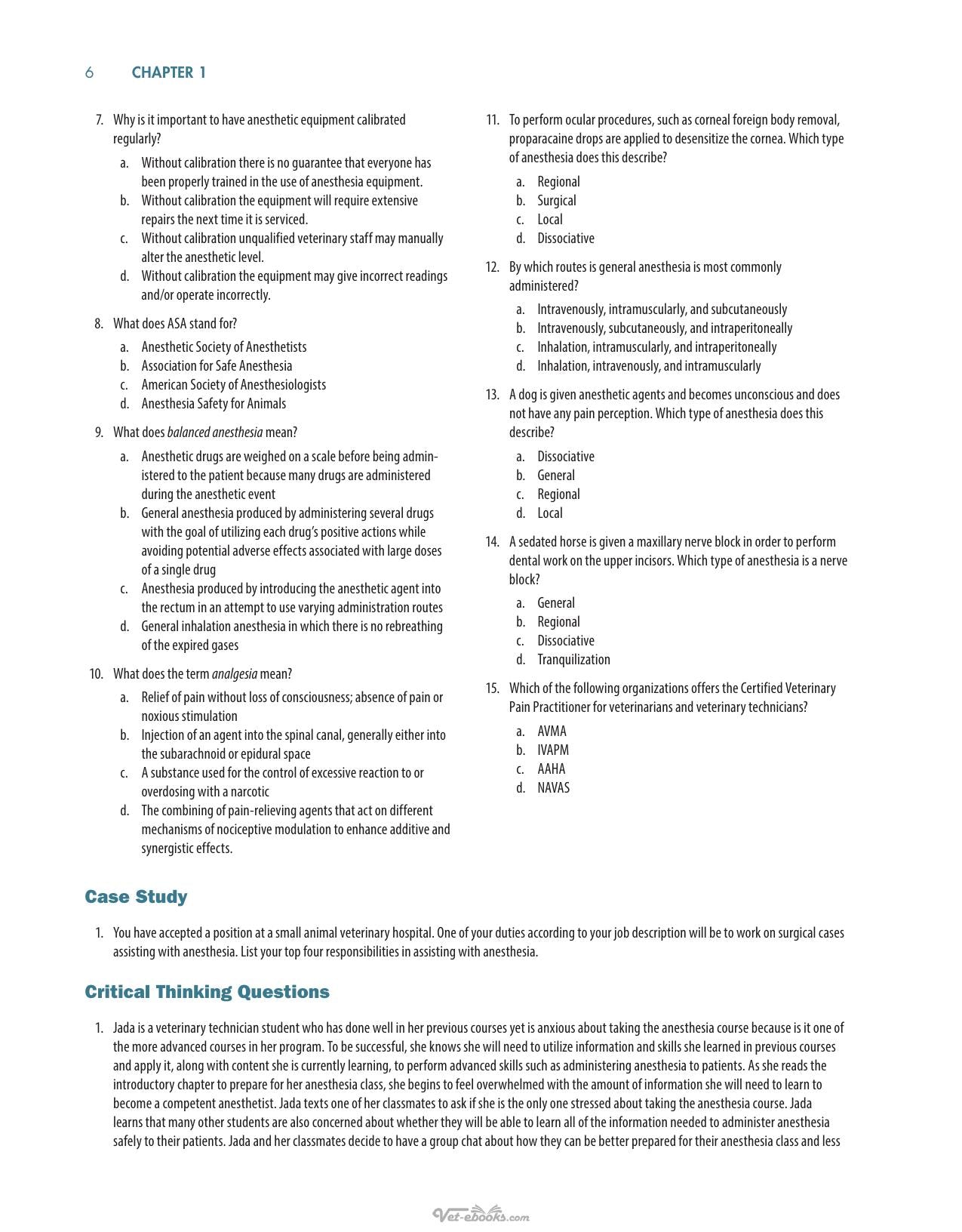 Anesthesia Analgesia and Pain Management for Veterinary Technicians