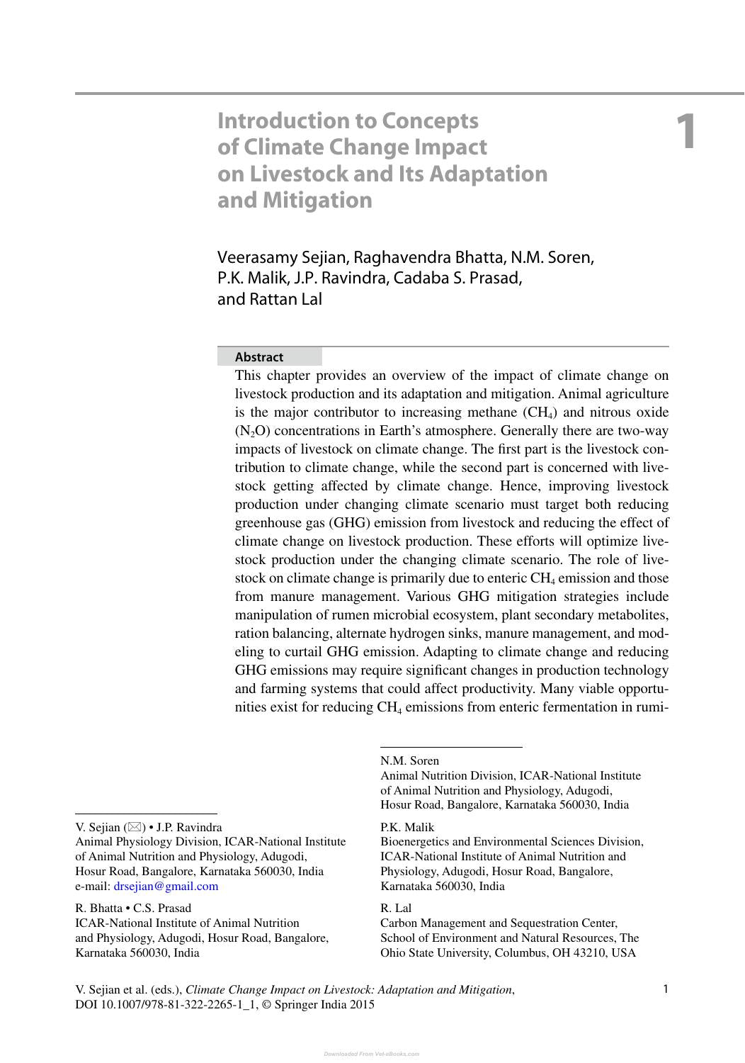 Climate Change Impact on Livestock Adaptation and Mitigation