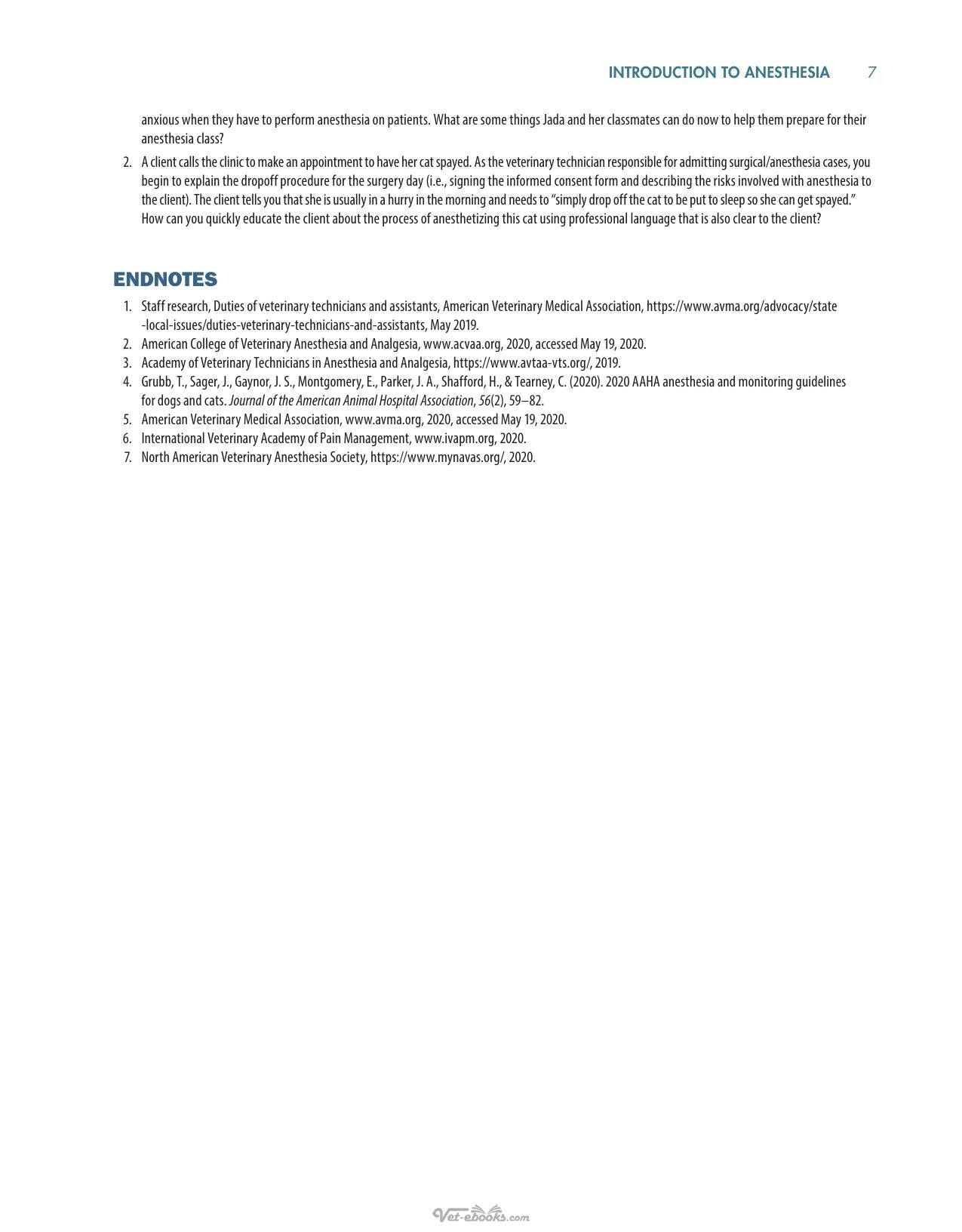 Anesthesia Analgesia and Pain Management for Veterinary Technicians