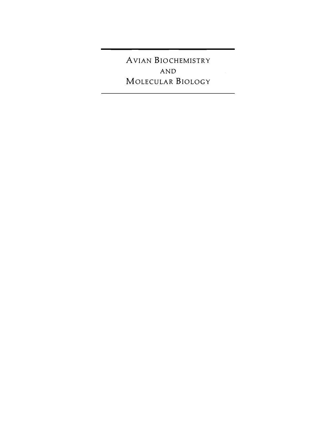 Avian Biochemistry And Molecular Biology
