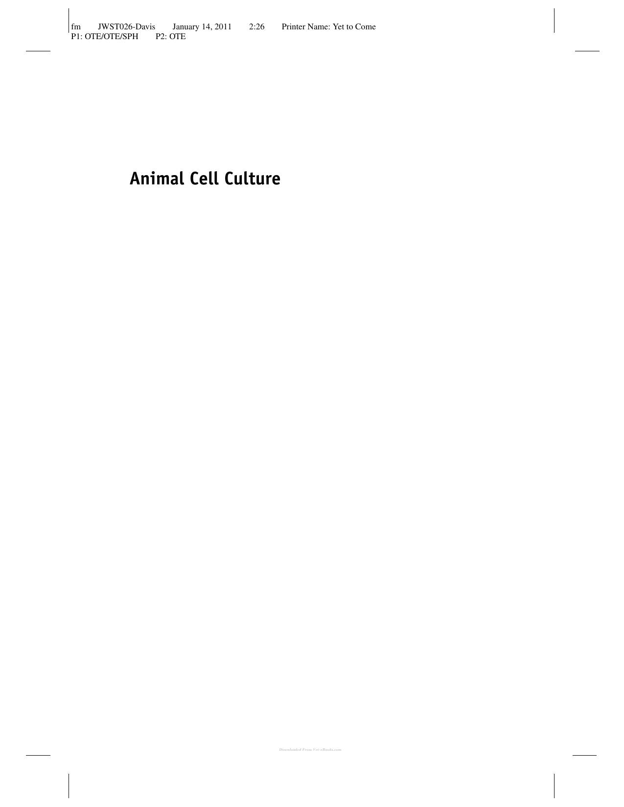 Animal Cell Culture Essential Methods