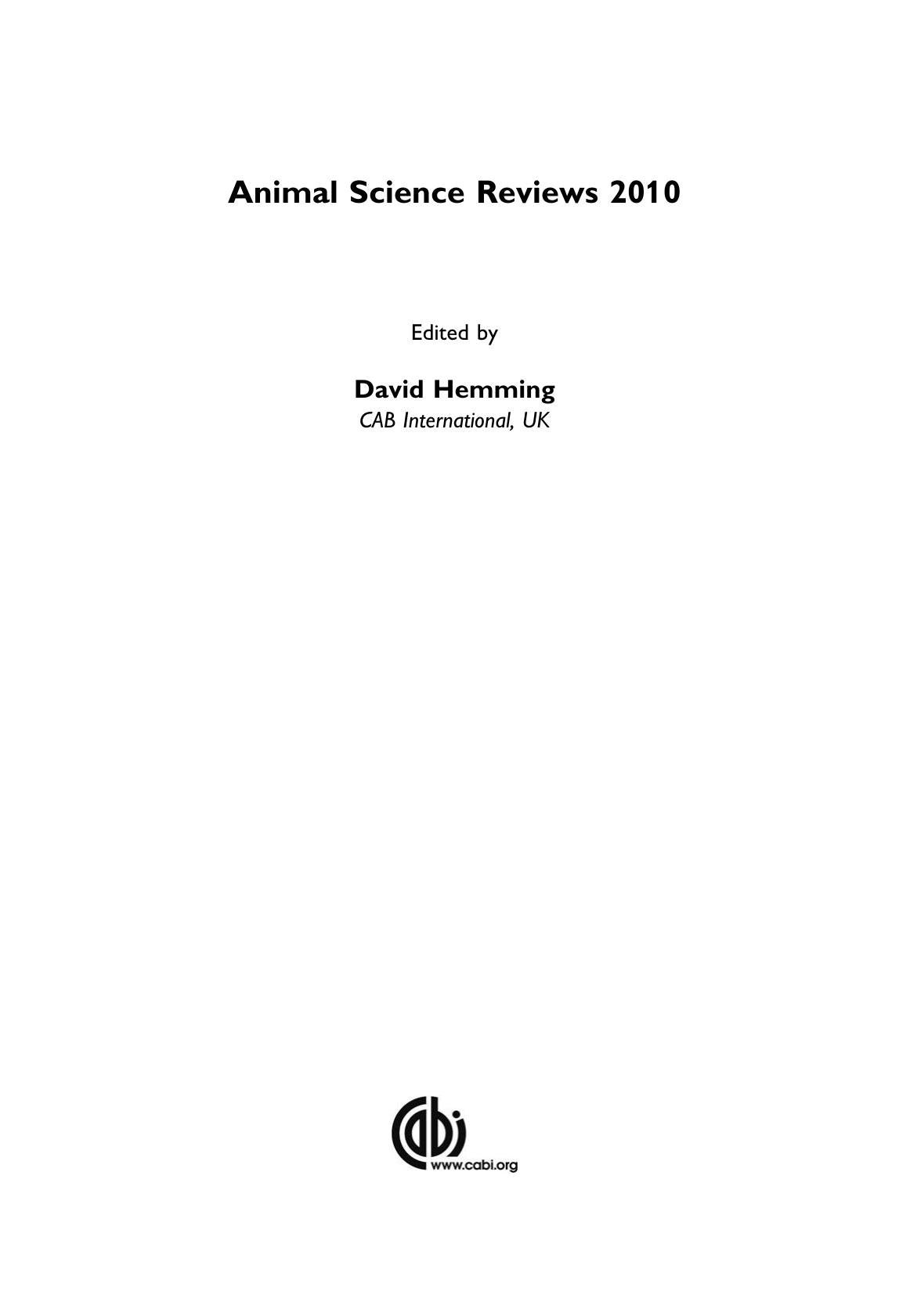Animal Science Reviews 2010