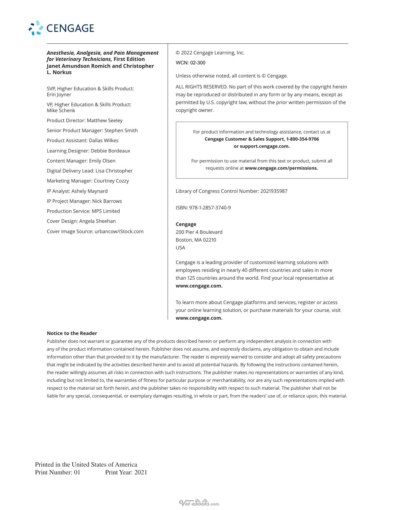 Anesthesia Analgesia and Pain Management for Veterinary Technicians