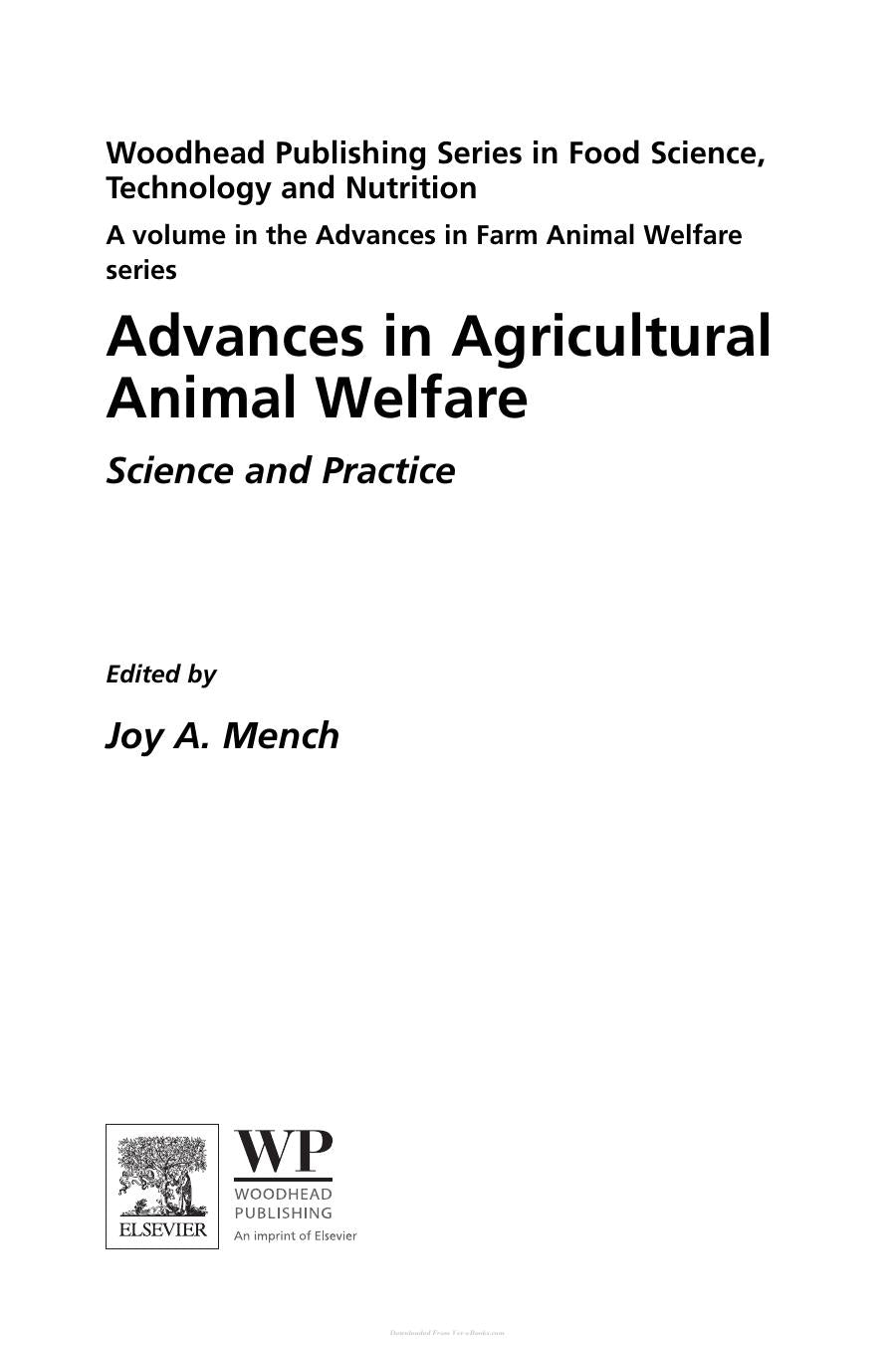 Advances In Agricultural Animal Welfare Science And Practice