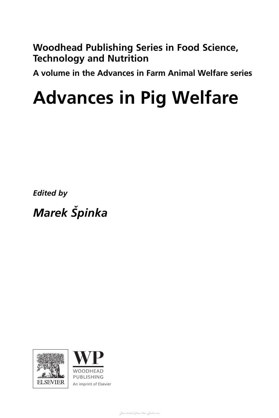 Advances In Pig Welfare