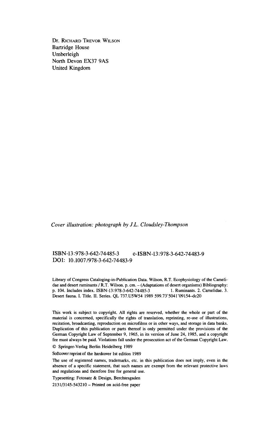Ecophysiology Of The Camelidae And Desert Ruminants