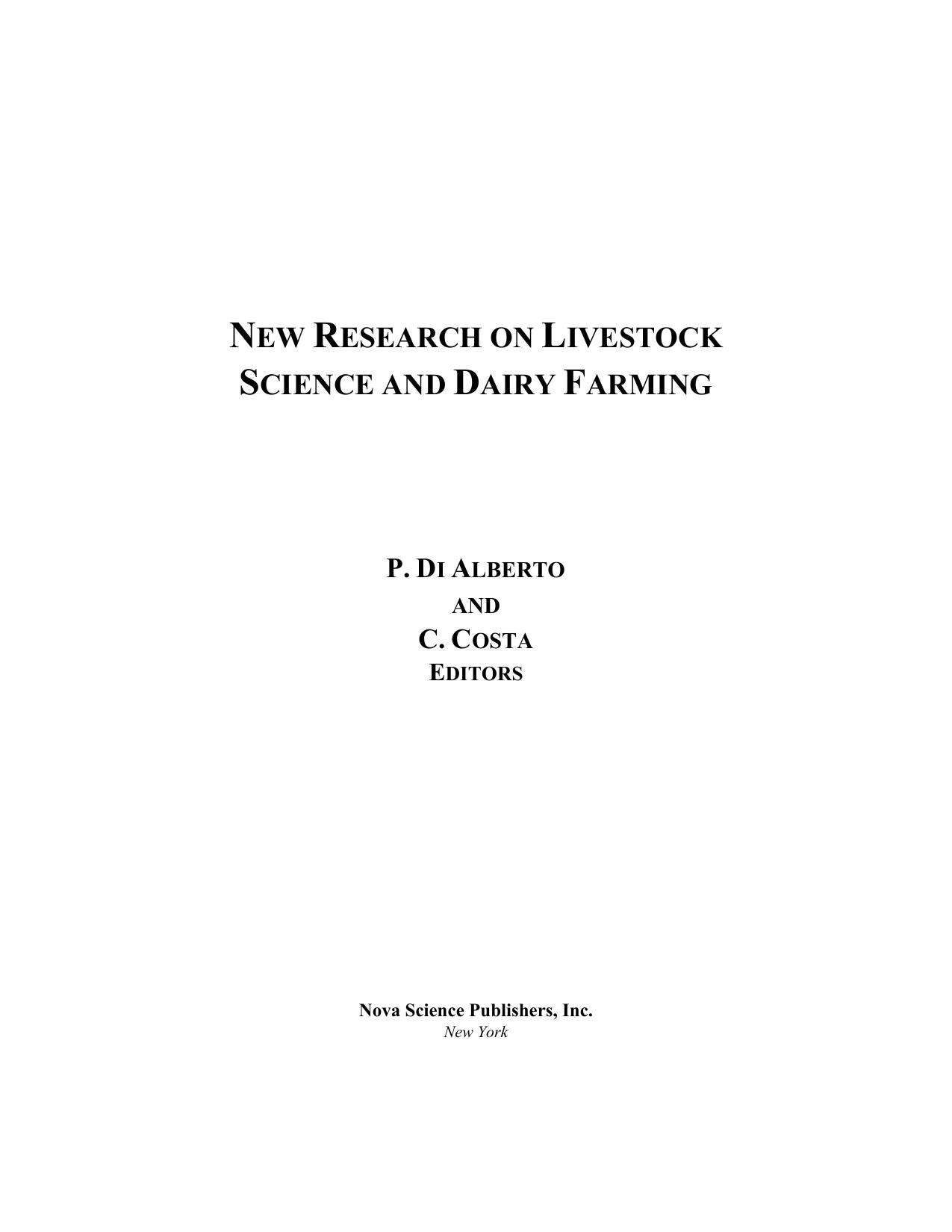 New Research On Livestock Science And Dairy Farming
