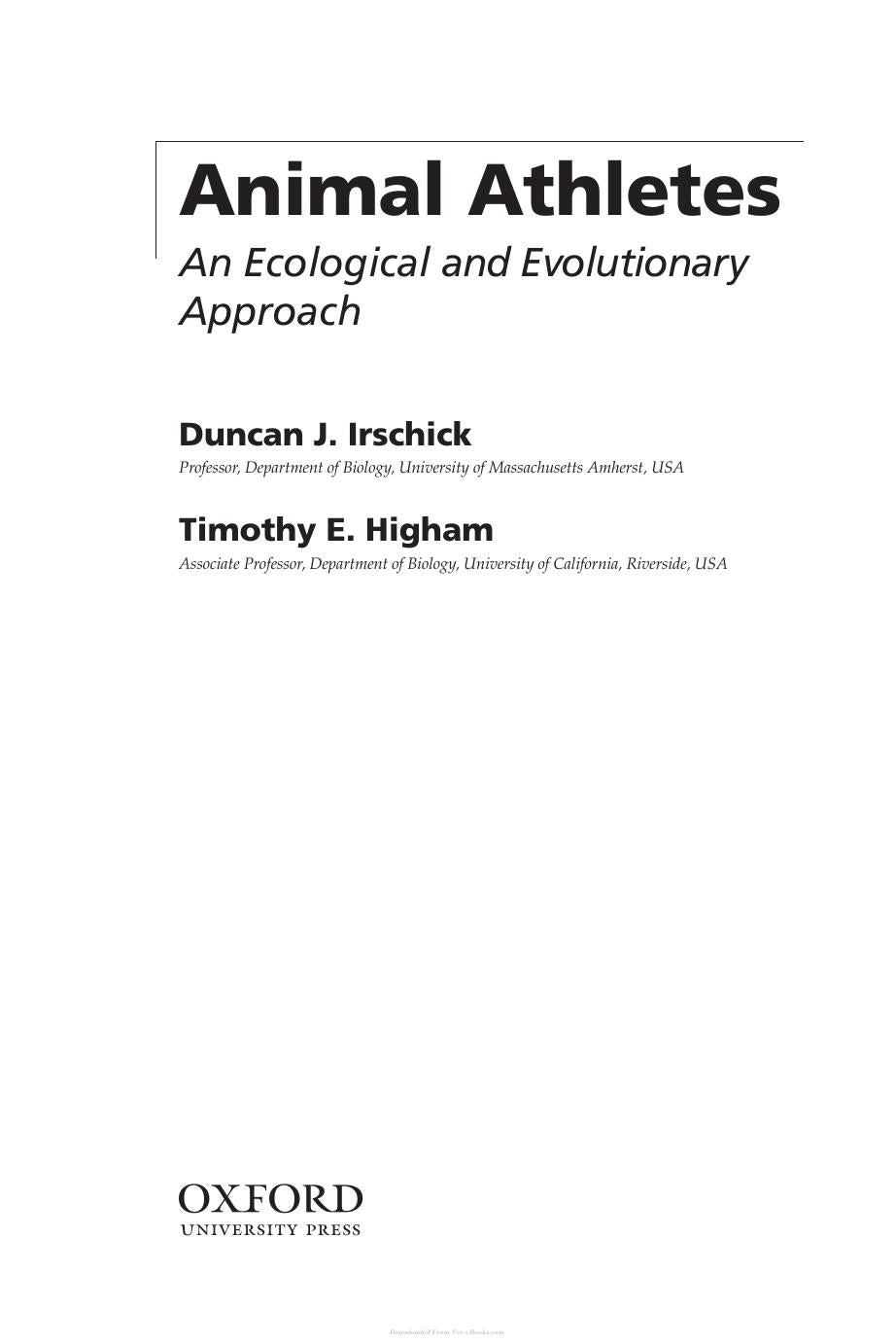 Animal Athletes An Ecological And Evolutionary Approach