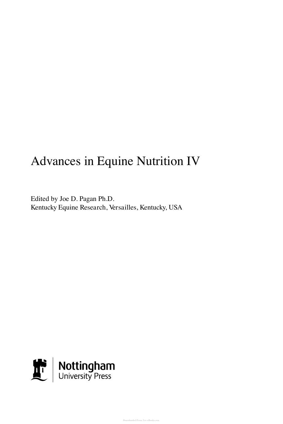 Advances In Equine Nutrition Iv