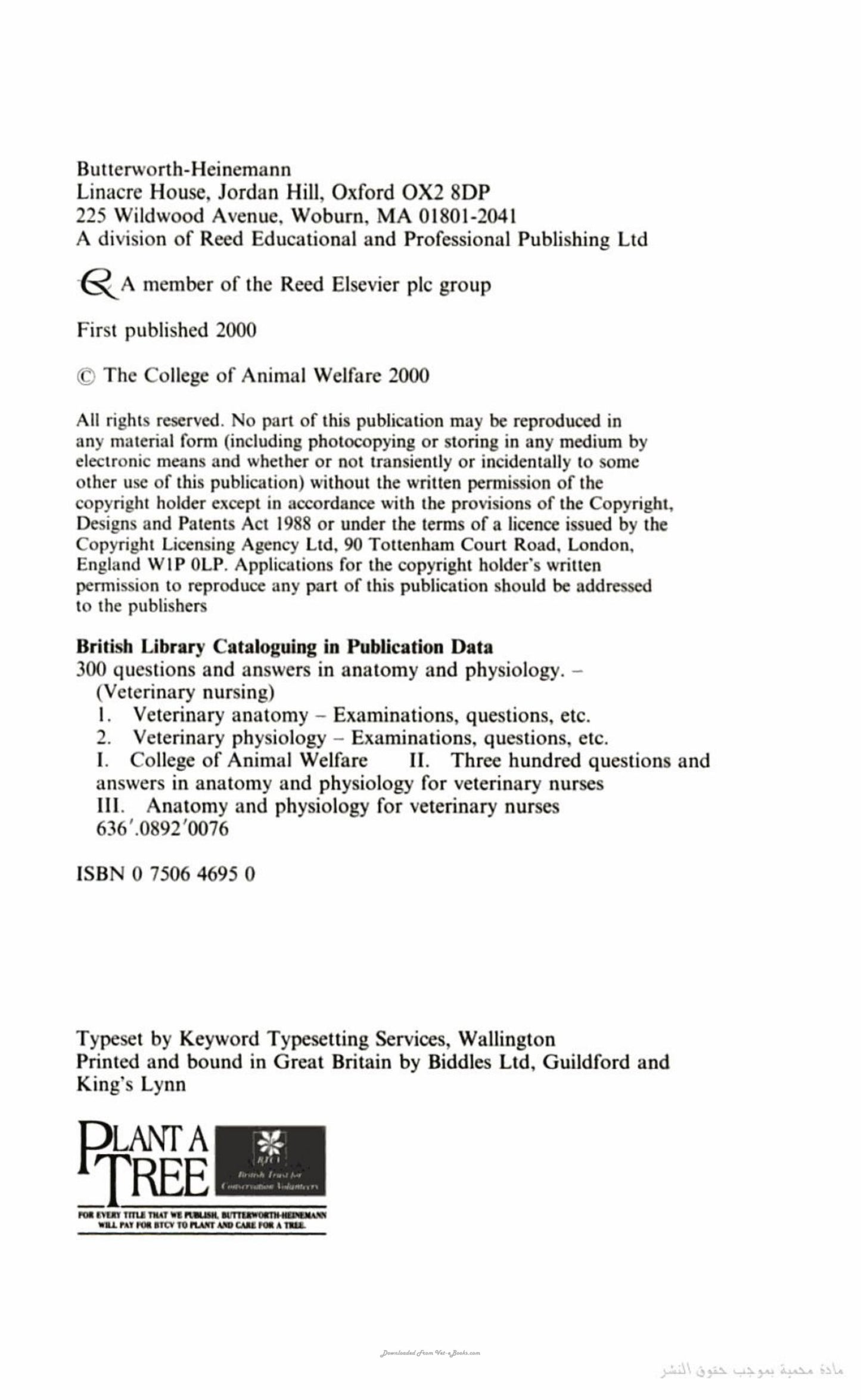 300 Questions And Answers In Anatomy And Physiology For Veterinary Nurses