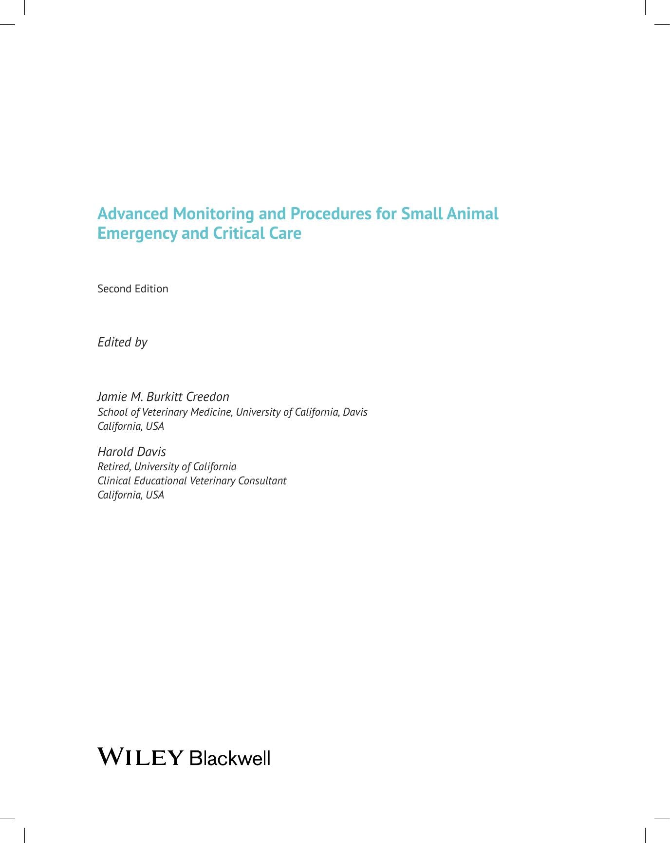 Advanced Monitoring and Procedures for Small Animal Emergency and Critical Care