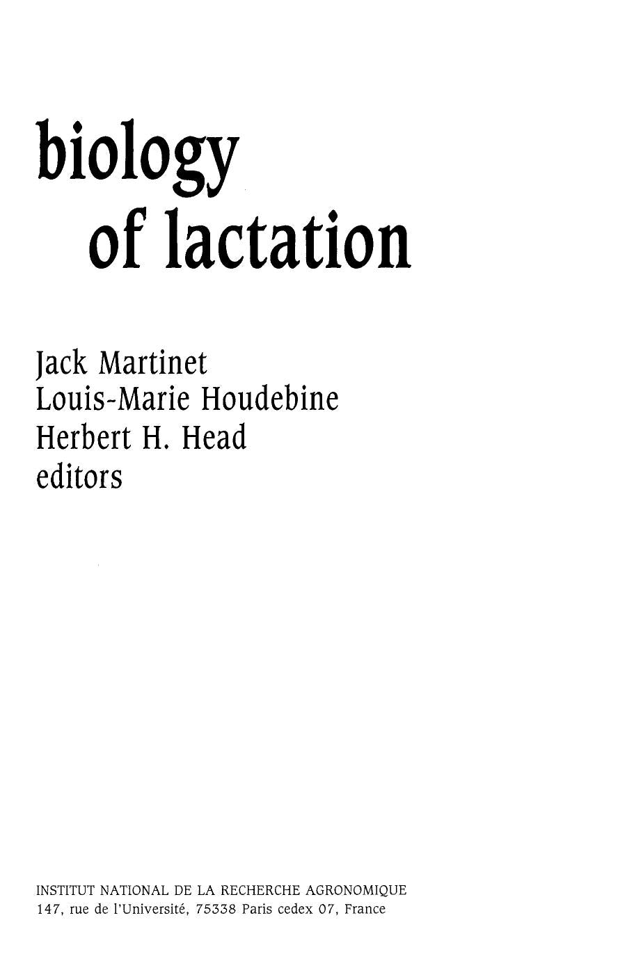 Biology Of Lactation