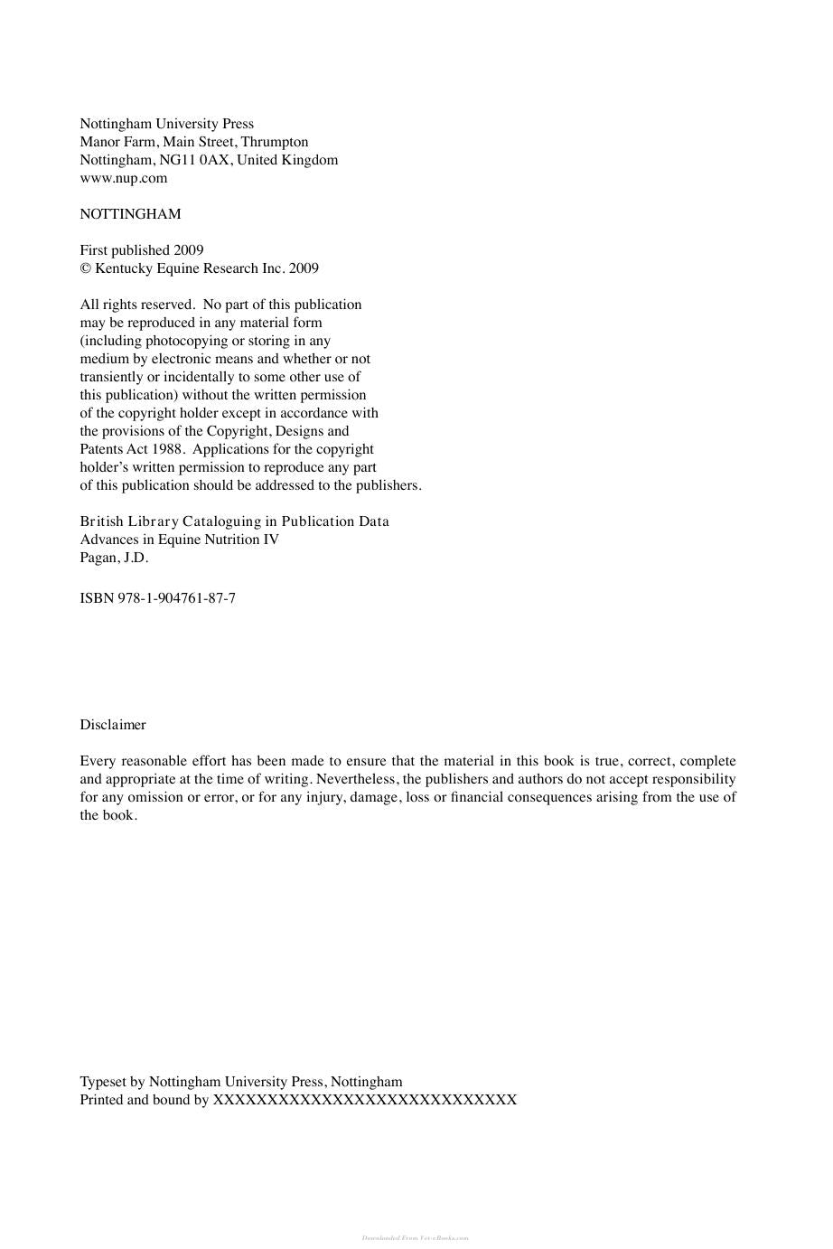 Advances In Equine Nutrition Iv