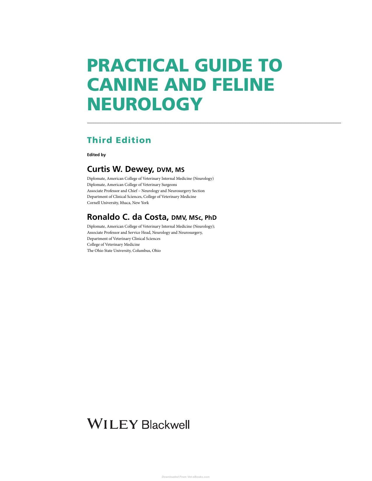 Practical Guide To Canine And Feline Neurology 3rd Edition