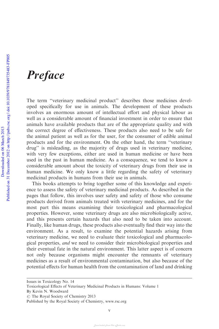 Toxicological Effects Of Veterinary Medicinal Products In Humans Volume 1 2