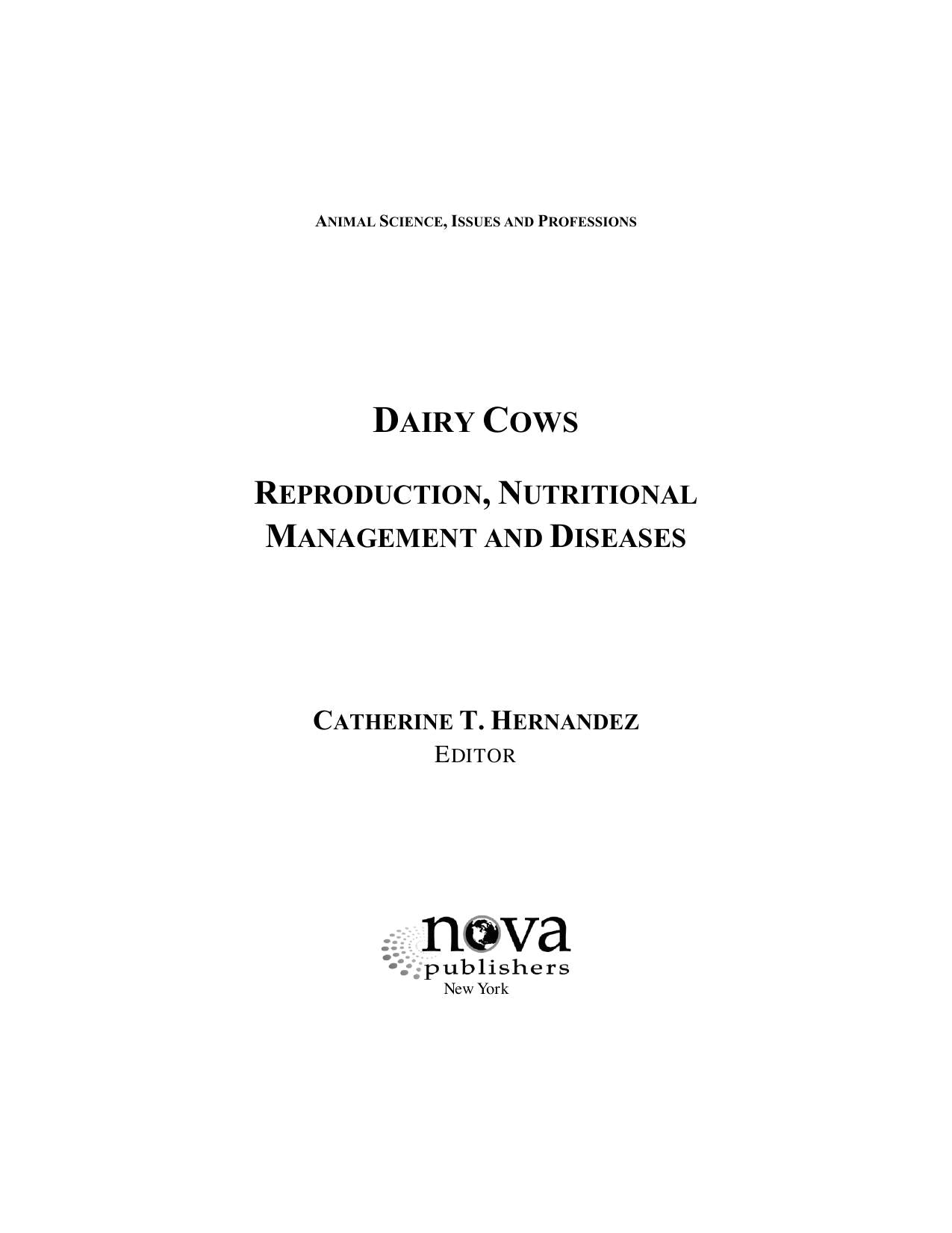Dairy Cows Reproduction Nutritional Management And Diseases