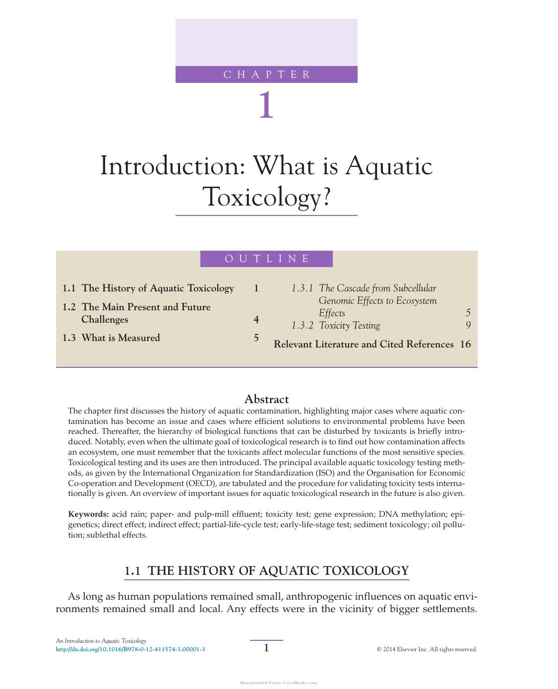 An Introduction to Aquatic Toxicology Pdf