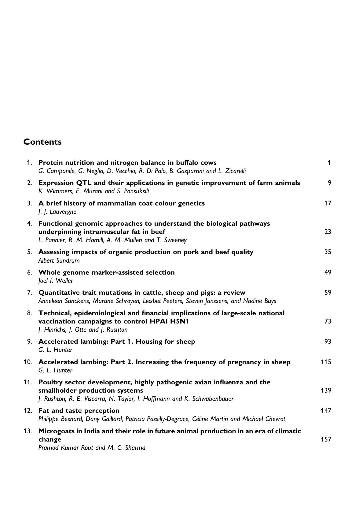 Animal Science Reviews 2010