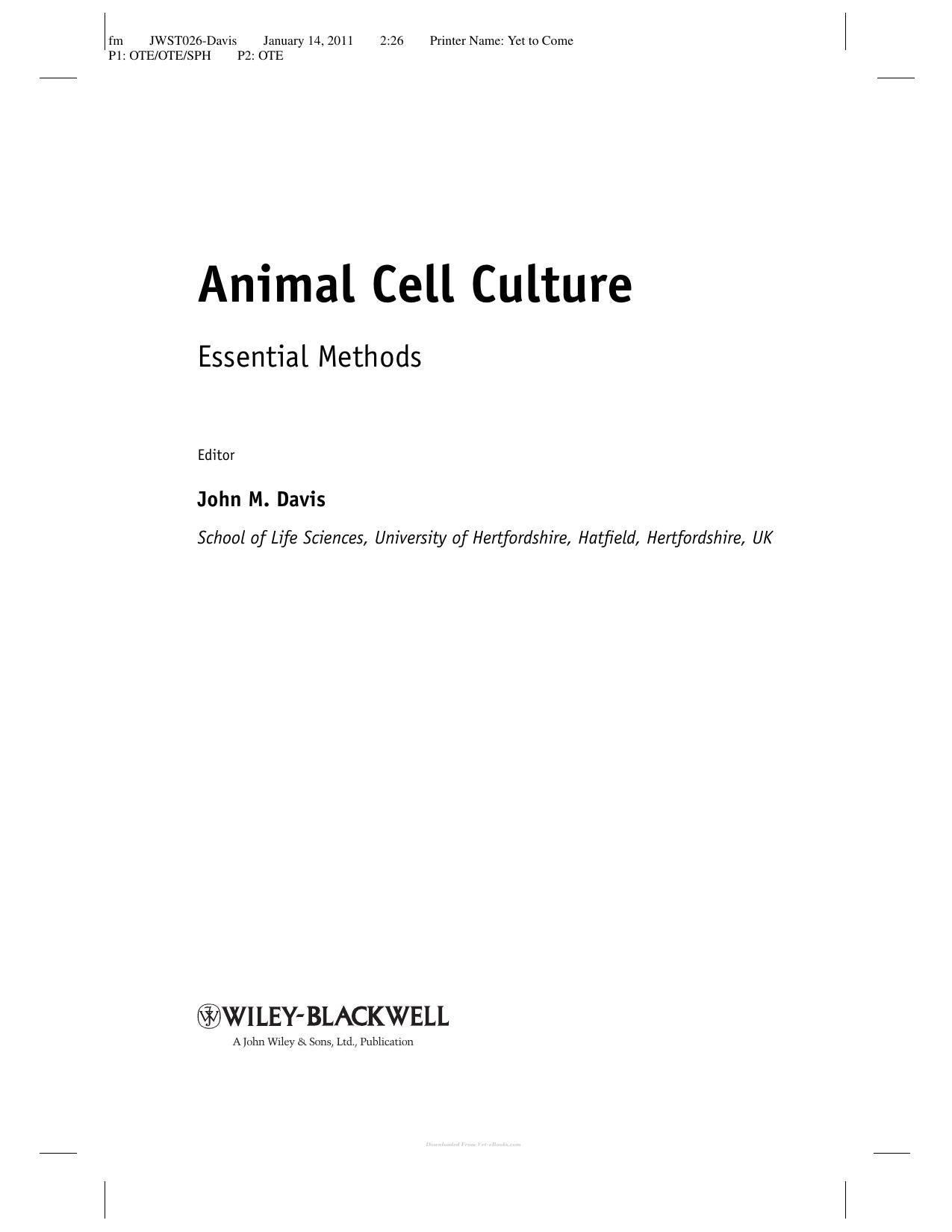Animal Cell Culture Essential Methods