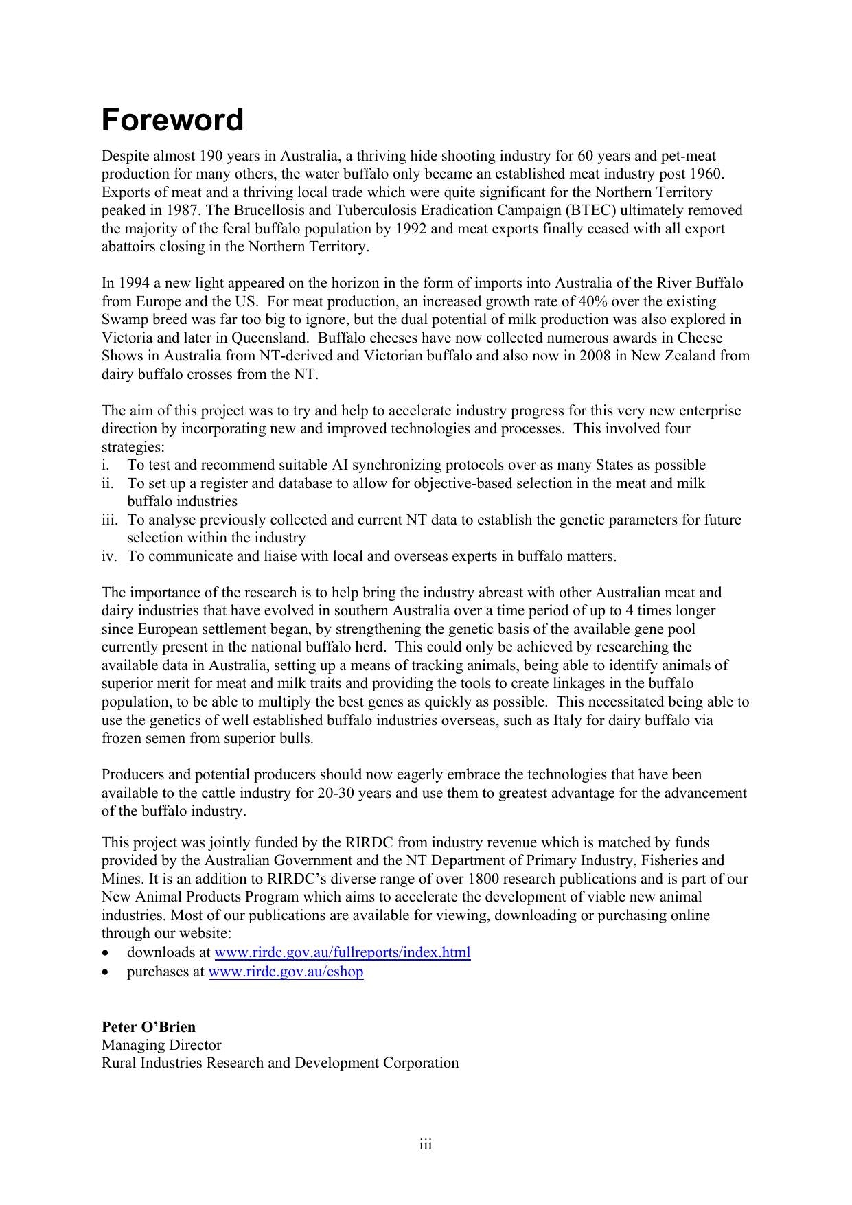 Australian Water Buffalo Genetic And Reproduction Improvements