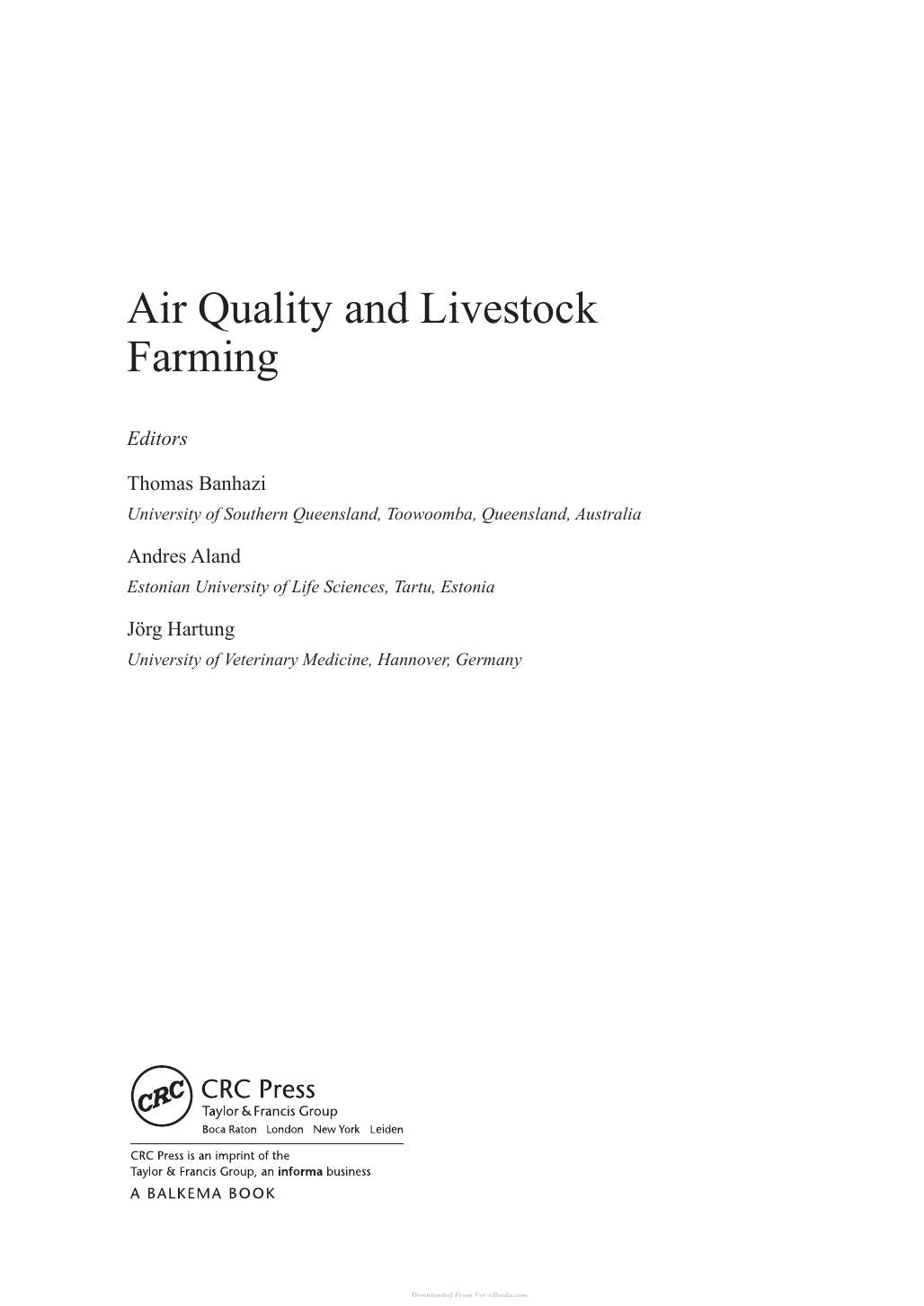 Air Quality And Livestock Farming