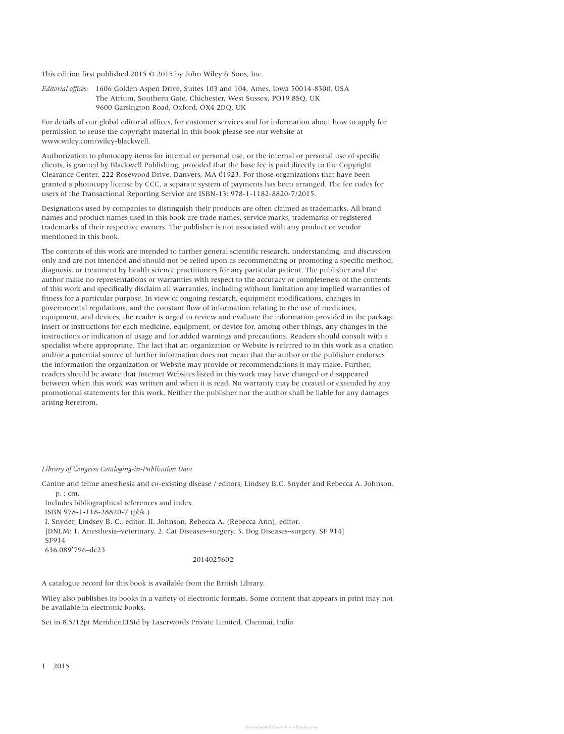 Canine And Feline Anesthesia And Co Existing Disease
