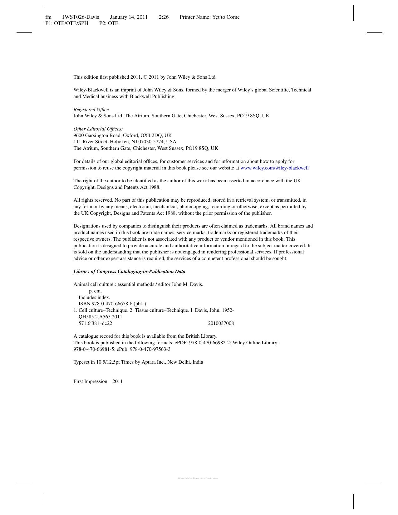 Animal Cell Culture Essential Methods