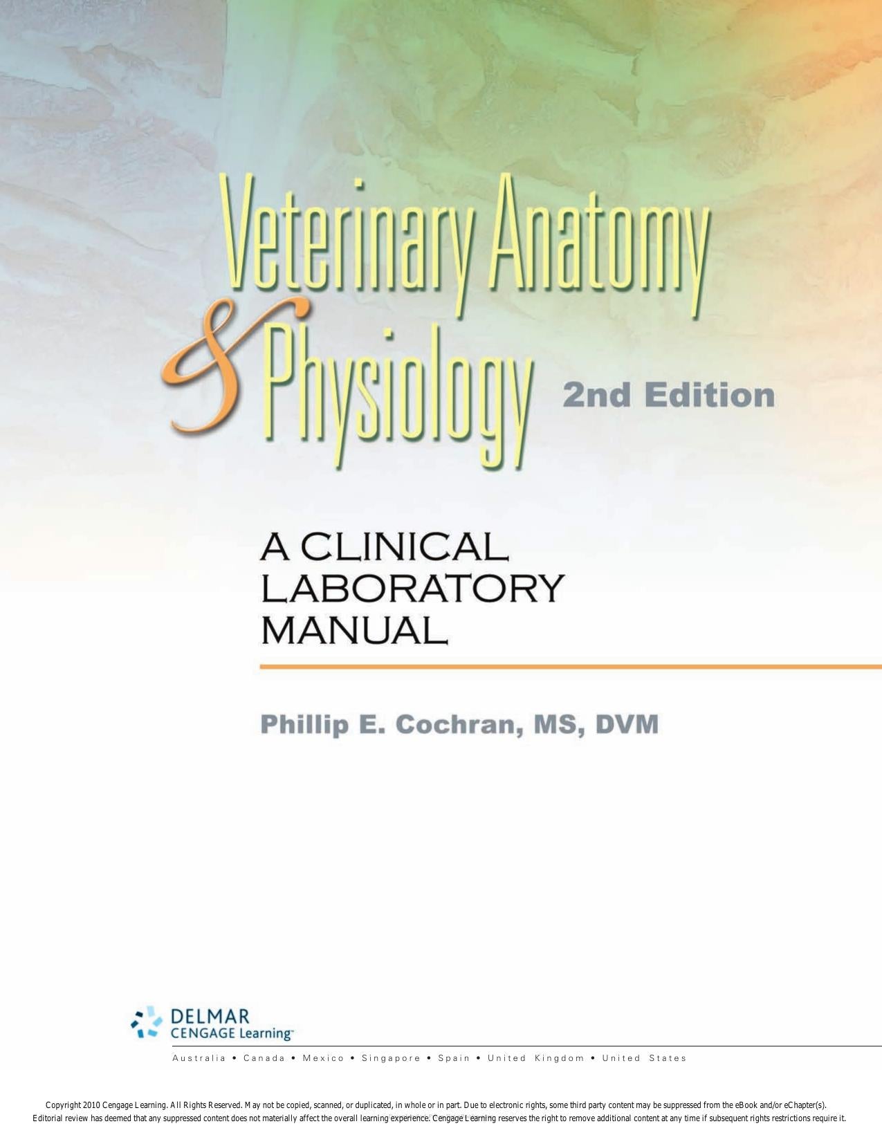Laboratory Manual Comparative Veterinary Anatomy Physiology 2nd Edition
