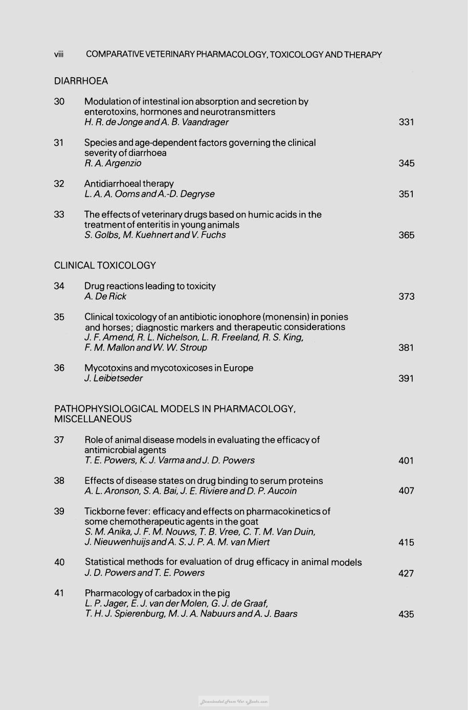 Comparative Veterinary Pharmacology Toxicology And Therapy