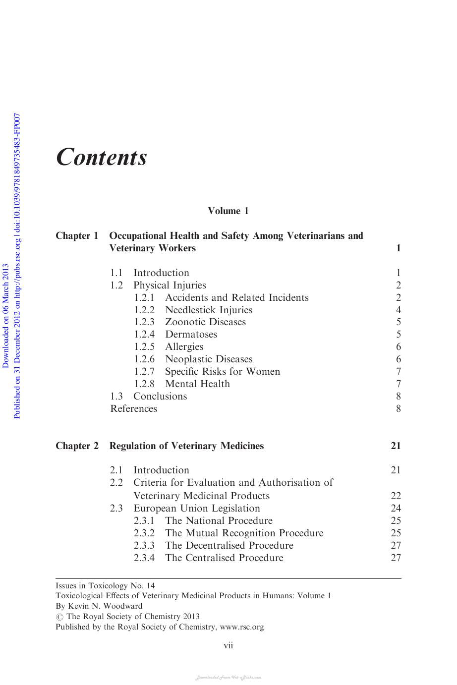 Toxicological Effects Of Veterinary Medicinal Products In Humans Volume 1 2