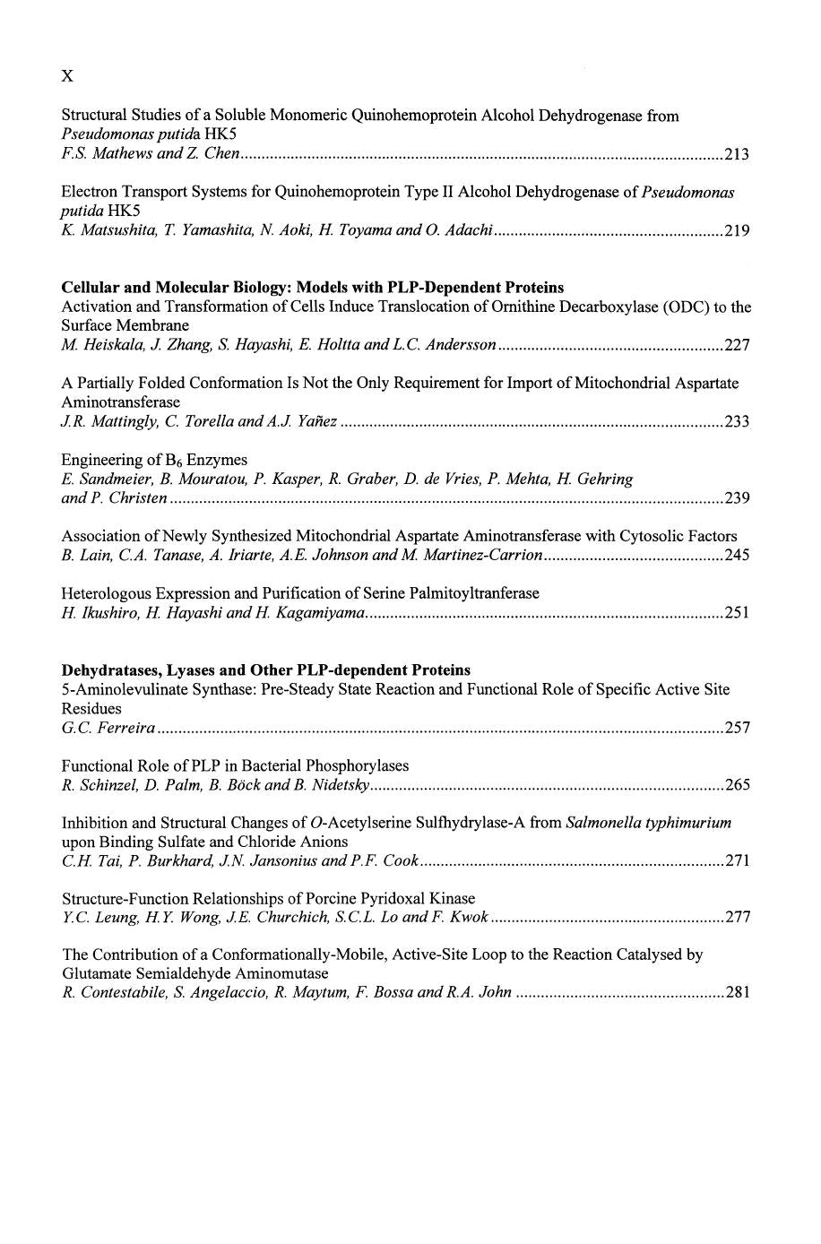 Biochemistry And Molecular Biology Of Vitamin B6 And Pqq Dependent Proteinss
