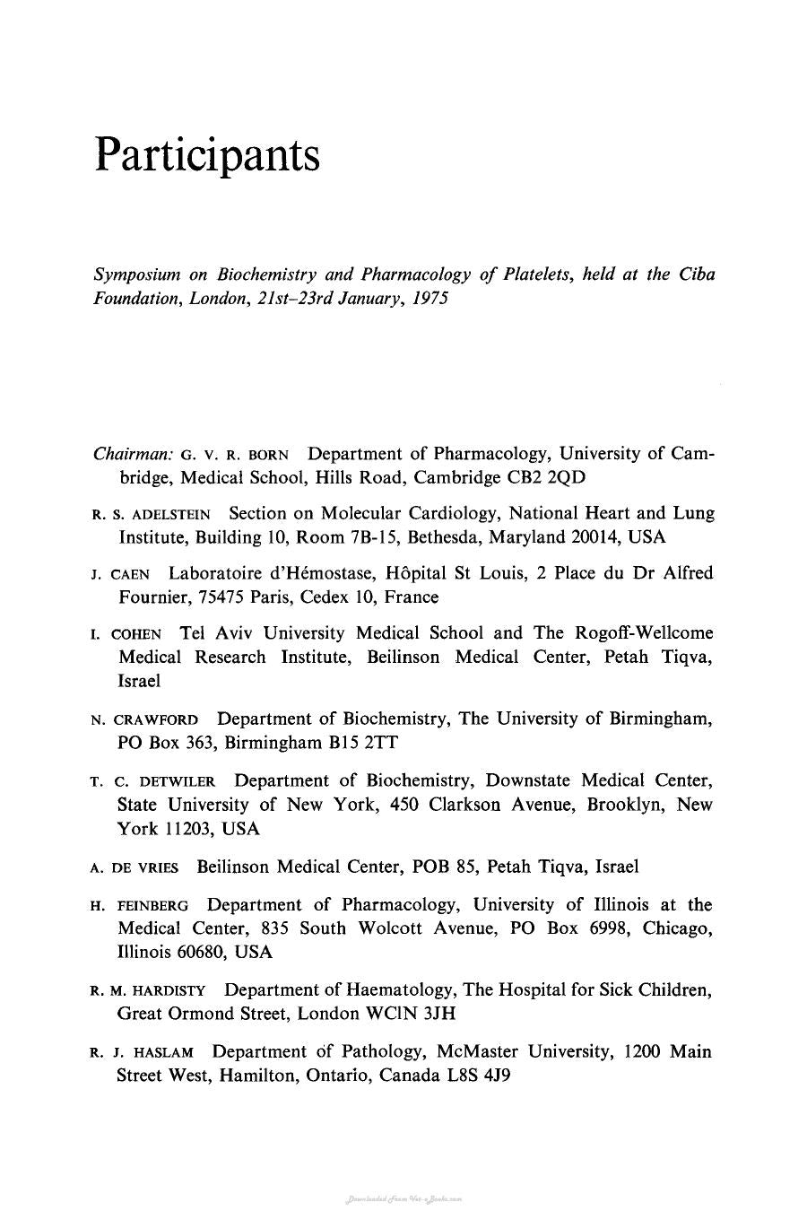 Biochemistry and Pharmacology of Platelets Novartis Foundation Symposia