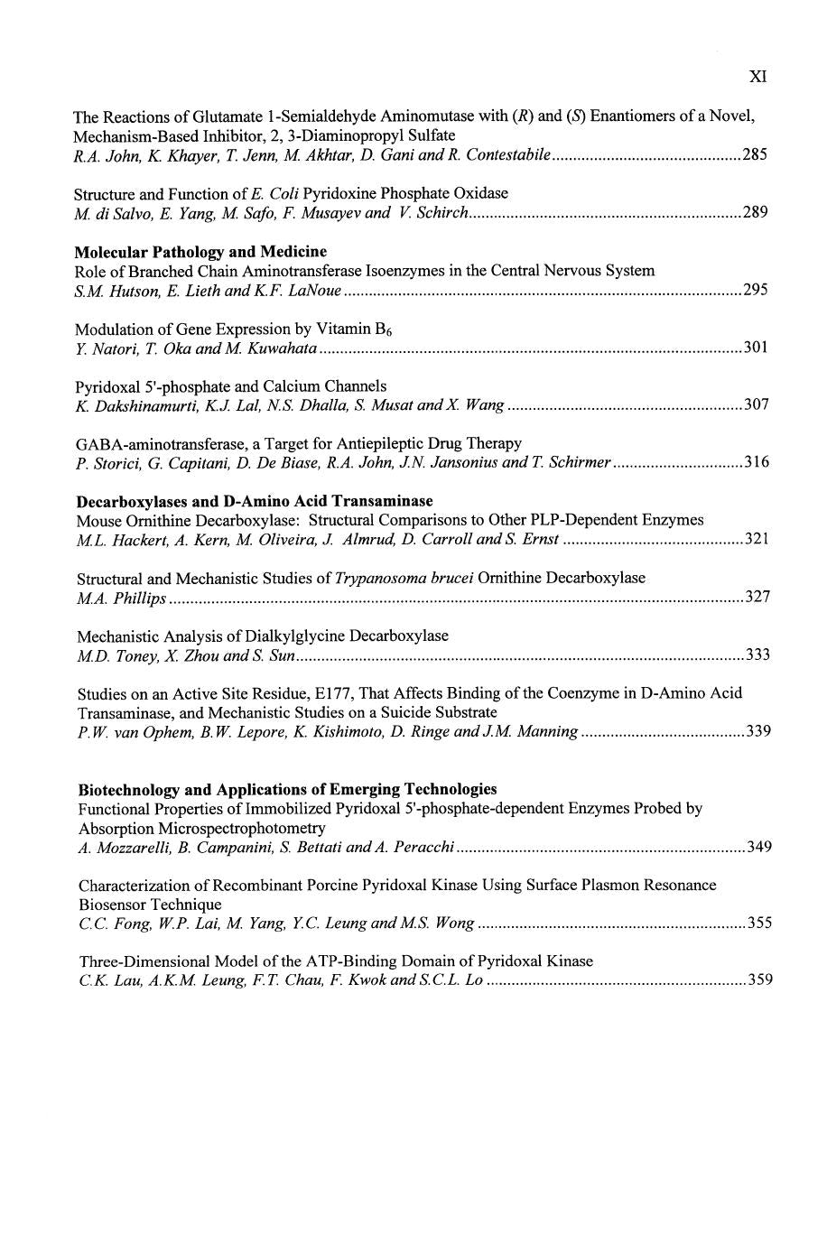 Biochemistry And Molecular Biology Of Vitamin B6 And Pqq Dependent Proteinss