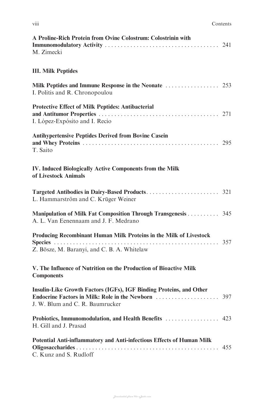 Bioactive Components Of Milk Advances In Experimental Medicine And Biology Volume 606